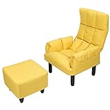 Relaxsessel mit Hocker Fernsehsessel mit Liegefunktion Verstellbarer Liegestuhl Sofa-Sessel mit Fußhocker TV-Sessel Lesesessel für Wohnzimmer (Gelb)