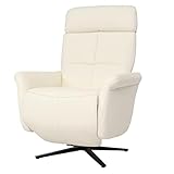 Mendler Relaxsessel HWC-L10, Design Fernsehsessel TV-Sessel Liegesessel, Liegefunktion drehbar, Voll-Leder - Creme-weiß