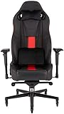 Corsair T2 Road Warrior - Kunstleder Gaming Stuhl (Einfache Montage, Ergonomisch Schwenkbar, Verstellbare Sitzhöhe & 4D Armlehnen, Komfortable breite Sitzfläche mit hoher Rückenlehne) Rot