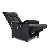 colourliving Fernsehsessel mit Aufstehhilfe elektrisch Relaxsessel mit 2 Motoren aus Leder im Sitzbereich in schwarz