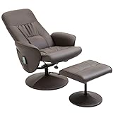 HOMCOM Massagesessel mit Fußhocker Massagesessel Relaxsessel TV-Sessel145°-Neigung Kunstleder Braun 76 x 81 x 105 cm