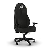 Corsair TC60 FABRIC Gaming-Stuhl (Entspannte Passung, Atmungsaktiver Weicher Stoffbezug, Integrierte Lendenstütze aus Schaumstoff, Vielseitig Verstellbare Armlehnen, Leicht zu Montieren) Schwarz