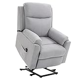 HOMCOM elektrischer Aufstehsessel Sessel mit Aufstehhilfe für Senior Relaxsessel TV Sessel mit schlaffunktion und aufstehhilfe Fernsehsessel Liegefunktion Leinen-Touch Grau 83 x 89 x 102 cm