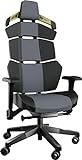 Adept Holo - ergonomischer Gaming-Stuhl – Schreibtischstuhl - Bürostuhl - Microfaser, Kunstleder (dezent-gelb)