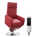 Cavadore TV-Sessel Cobra mit 2 E-Motoren und Aufstehhilfe / Elektrisch verstellbarer Fernsehsessel mit Fernbedienung / Relaxfunktion, Liegefunktion / bis 130 kg / M: 71 x 110 x 82 / Echtleder Rot