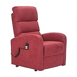 POLTRONE ITALIA Jessica1 Sessel mit aufstehhilfe Medizinisches Gerät 4 Räder Mikrofedersitz Flauschige fernsehsessel elektrisch schlafsessel Rot