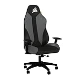 Corsair TC70 Remix Gaming-Stuhl (Entspannte Passung, Bezug aus Kunstleder und Weichem Stoff, Integrierte Lendenstütze aus Schaumstoff, Vielseitig Verstellbare Armlehnen, Leicht zu Montieren), Grau