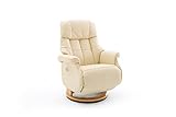 Robas Lund Sessel Leder Relaxsessel elektrisch bis 150 Kg TV Sessel, Relaxer Fernsehsessel Echtleder creme, Calgary Comfort XL