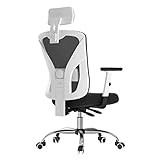 Hbada Bürostuhl Ergonomischer Drehstuhl Mesh Stuhl Chefsessel Schreibtischstuhl mit hoher Rückenlehne mit verstellbar Armlehnen Lordosenstütze Weiß