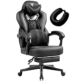 Vigosit Gaming Stuhl- Gamer Stuhl mit Fußstütze, Mesh PC Bürostuhl mit massagefunktion, Ergonomische Reclining Gamer Computer Stuhl 150 kg belastbarkeit, Groß und hoch Büro Gaming Sessel (Schwarz)