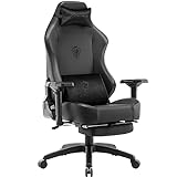 Dowinx Gaming Stuhl Bürostuhl mit 4D Armlehne, Game Chair PU Leder mit Wildleder Kopfstütze und Lendenwirbelstütze, Ergonomischer Computer Stuhl mit Fußstütze 400kg, Schwarz