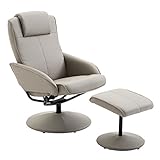 HOMCOM Relaxsessel Sessel Fernsehsessel Armsessel 360° drehbar mit Fußstütze Grau L78 × B71 × H101 cm