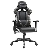 SONGMICS Gaming Stuhl, Bürostuhl, ergonomischer Schreibtischstuhl, verstellbare Rückenlehne, Armlehnen, Kopf- und Lendenkissen, schwarz-Tarnfarben RCG47BG
