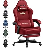 GTPLAYER Gaming Stuhl, Atmungsaktiver Bürostuhl, bürostuhl ergonomisch, Hochwertiger - Stoff, Ergonomischer PC Stuhl, 160° Verstellbare Rückenlehne und ausziehbare Fußstütze, Rot