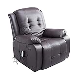 HOMCOM Massagesessel mit Wärmefunktion Fernsehsessel Elektrisch Relaxsessel TV Sessel mit Liegefunktion (Kunstleder Braun)