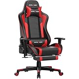 GTPLAYER Gaming Stuhl Gamer Stuhl mit Fußstütze Bluetooth Lautsprecher Ergonomischer Bürostuhl Computerstuhl Schreibtischstuhl PC Stuhl mit verstellbare Rückenlehne 150 kg Belastbarkeit rot