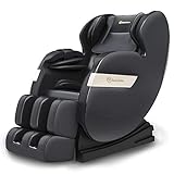 Real Relax Massagesessel, Zero-Gravity Massagestuhl für Ganzkörper mit Wärmefunktion Bluetooth Airbags Fussrollen Massage Relaxsessel für Hause und Büro, Favor-03 Plus(Schwarz)
