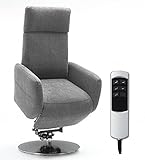 Cavadore TV-Sessel Cobra mit 2 E-Motoren und Aufstehhilfe / Elektrisch verstellbarer Fernsehsessel mit Fernbedienung / Relaxfunktion, Liegefunktion / bis 130 kg / L: 71 x 112 x 82 / Hellgrau