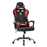 Intimate WM Heart Gaming-Stuhl, Gamer-Stuhl mit ergonomischer Rückenlehne, verstellbare Kopfstütze und Lendenwirbelstütze, Rot