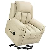 HOMCOM Elektrischer Aufstehsessel Fernsehsessel Sessel mit schlaffunktion und Liegefunktion Relaxsessel Sessel mit Aufstehhilfe, PU, Beige, 96 x 93 x 105 cm