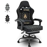 symino Gaming Stuhl – Racing Stuhl Design Gamer Stuhl, Ergonomischer Gaming Stuhl mit Fußstütze, Bürostuhl PU-Leder