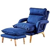 TUKAILAI Modern Relaxsessel mit Fußhocker Liegefunktion Fernsehsessel Sessel mit Hocker Ohrensessel - Stressless Sessel–Loungesessel mit Fußstütze Polstersessel für entspannte, Leseabende (Blau)