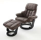 DbHFgjMN Sessel Akzent Lesesessel Relaxsessel braun Leder Fernsehsessel + Hocker Holz schwarz Liegesessel Calgary Sofa Lounge Chair für Wohnzimmer Schlafzimmer