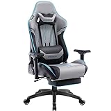 Dowinx Gaming Stuhl - Bürostuhl mit Hoher Belastbarkeit- PU Leder Gamer Stuhl mit 4D Armlehnen und Fußstütze - Ergonomischer Gaming Chair- als Gaming-Sessel Geeignet - 150 kg(Grau)