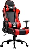 LUCKRACER Gaming-Stuhl, Bürostuhl, Drehstuhl, robust, ergonomisches Design, mit Kissen und Rückenlehne rot