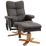 HOMCOM Massagesessel mit Fußhocker Relaxsessel Fernsehsessel TV Sessel 145°-Neigung Kunstleder Braun 80 x 86 x 99 cm