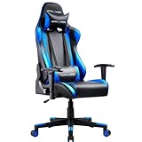 GTPLAYER Gaming Stuhl Bürostuhl Zocker Gamer Ergonomischer Stuhl Einstellbare Armlehne Einteiliger Stahlrahmen Einstellbarer Neigungswinkel blau