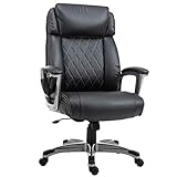 Vinsetto Massage-Bürostuhl 6-Punkt-Massage-Drehstuhl ergonomischer Stuhl Einstellbare aus Kunstleder mit gewölbter Kopfstütze und Armlehne Schwarz 70 x 76,5 x 114-124 cm