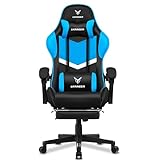 LUCKRACER Gaming Stuhl mit fußstütze Bürostuhl Ergonomisch mit verstellbare Lendenkissen, Kopfkissen Gaming Chair,Höhenverstellbarer Gamer Stuhl, 150 kg Belastbarkeit blau