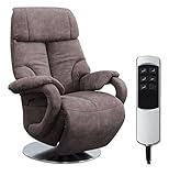 CAVADORE TV-Sessel Istanbul / Fernsehsessel mit elektrisch verstellbarer Relaxfunktion / 2 E-Motoren / 80 x 115 x 79 / Lederoptik: Grau