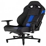 Corsair T2 Road Warrior - Kunstleder Gaming Stuhl (Einfache Montage, Ergonomisch Schwenkbar, Verstellbare Sitzhöhe & 4D Armlehnen, Komfortable breite Sitzfläche mit hoher Rückenlehne) Blau