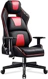 GTPLAYER Gaming Stuhl Bürostuhl Schreibtischstuhl Innovative Ergonomischer Stuhl Chefsessel Drehstuhl PC-Stuhl, Höhenverstellbar, mit Wippfunktion Kopf- Rücken-&Lendenwirbelkissen rot