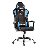 Intimate WM Heart Gaming-Stuhl, Gamer-Stuhl mit ergonomischer Rückenlehne, verstellbare Kopfstütze und Lendenwirbelstütze, Blau