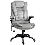 Vinsetto Massage Sessel, Bürostuhl mit Massagefunktion, Gaming Stuhl, höhenverstellbarer Chefsessel, ergonomischer Drehstuhl, PU, Grau, 67 x 67 x 116-126 cm