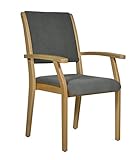 Devita - Seniorenstuhl Pflegestuhl Kerry - Verschiedene Sitzhöhen wählbar von 43 cm bis 55 cm (55 cm Sitzhöhe, Holz: Buche hell - Bezug: 147 Microfaser Taube)