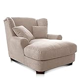 CAVADORE XXL-Sessel Oasis / Großer Polstersessel im modernen Design / Inkl. 2 schöne Zierkissen / 120 x 99 x 145 / Lederoptik in beige