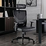 GTPLAYER Gaming Stuhl Bürostuhl Ergonomisch Mesh Computerstuhl mit hoher Rückenlehne Stütze Liege Höhenverstellbar Schwarz