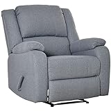 HOMCOM Relaxsessel mit Liegefunktion Fernsehsessel TV-Sessel Sessel Leinenartiges Polyester Grau 90 x 96 x 98 cm